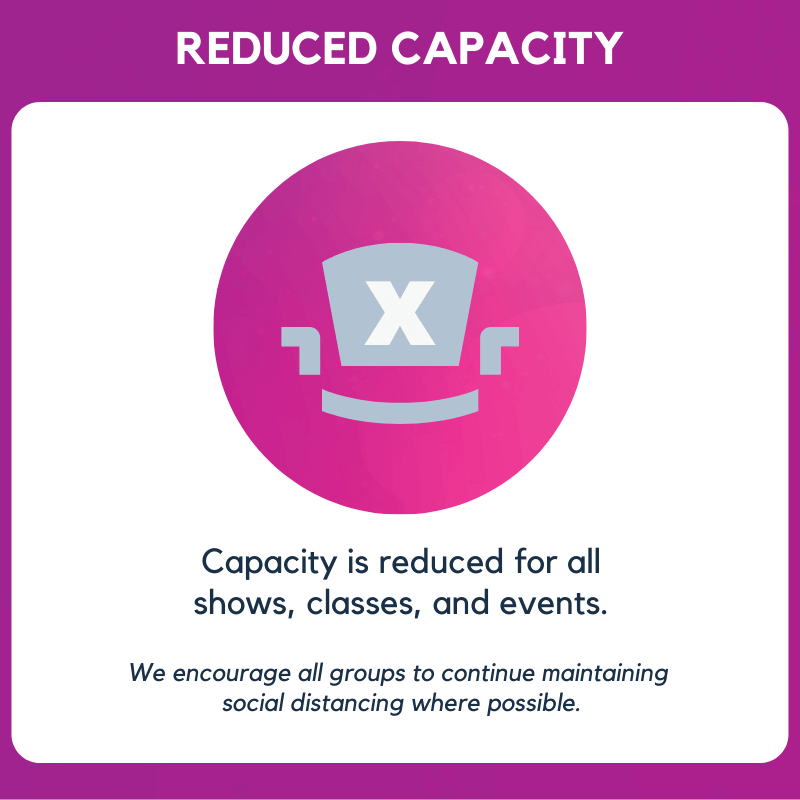 Capacity is reduced for shows, classes, and events.